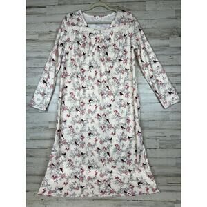 Adonna Womens S Cardinal Flannel Nightgown Long Sleeve Lace Trim NWT